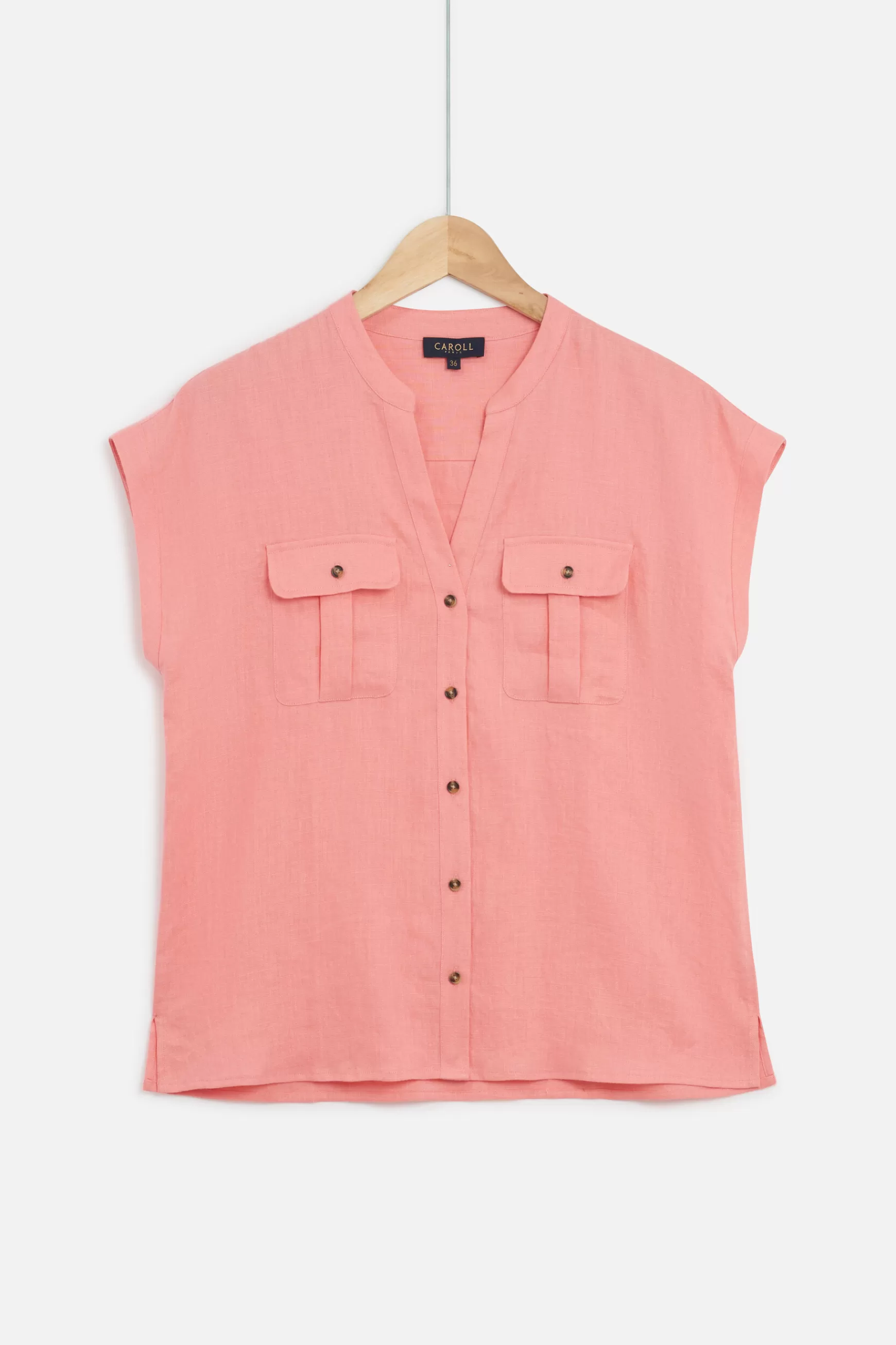 Cheap Chemise Gina 100% Lin Rose Corail Femme Blouses