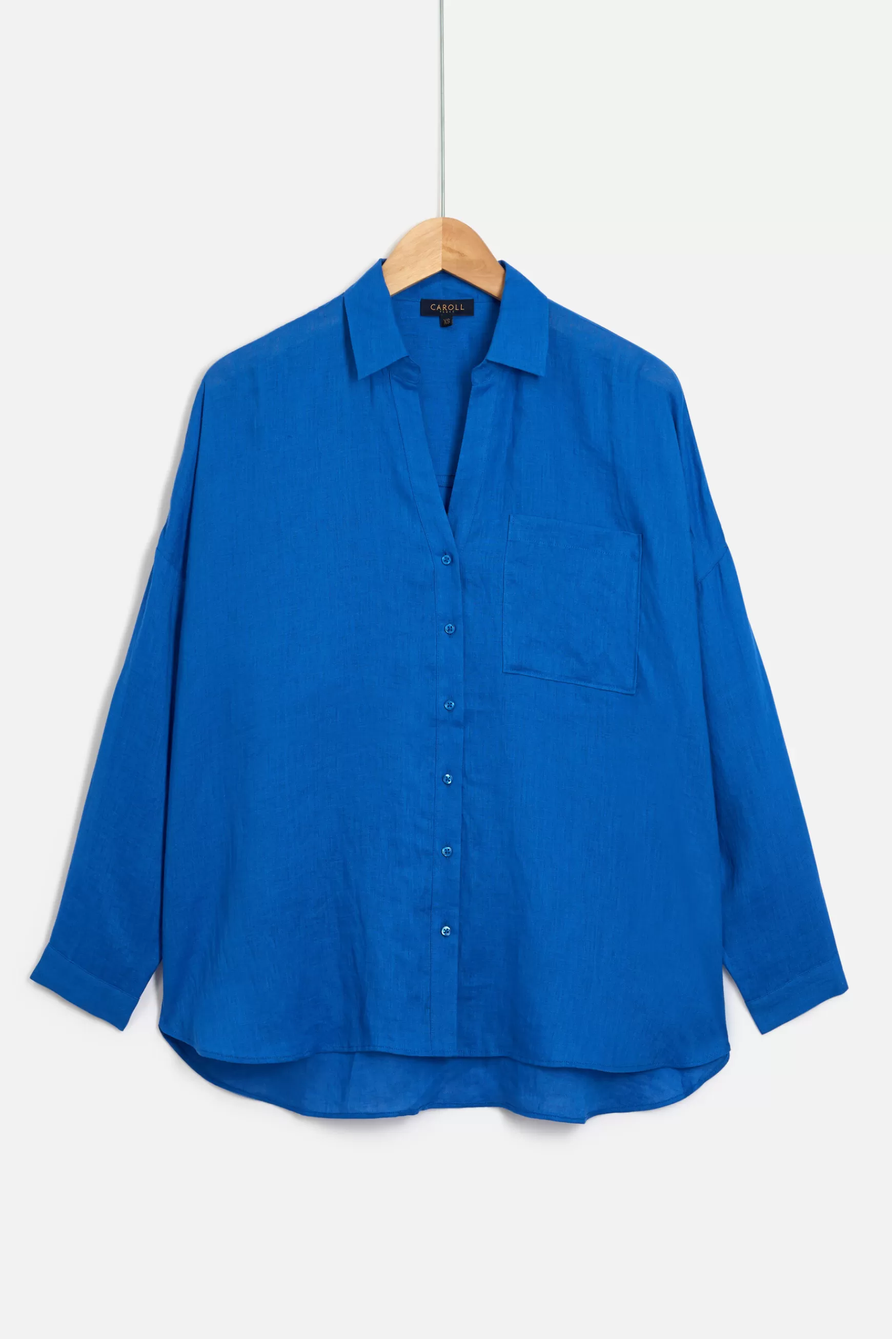 Online Chemise Sandy Oversize 100% Lin Bleu Electrique Femme Chemises