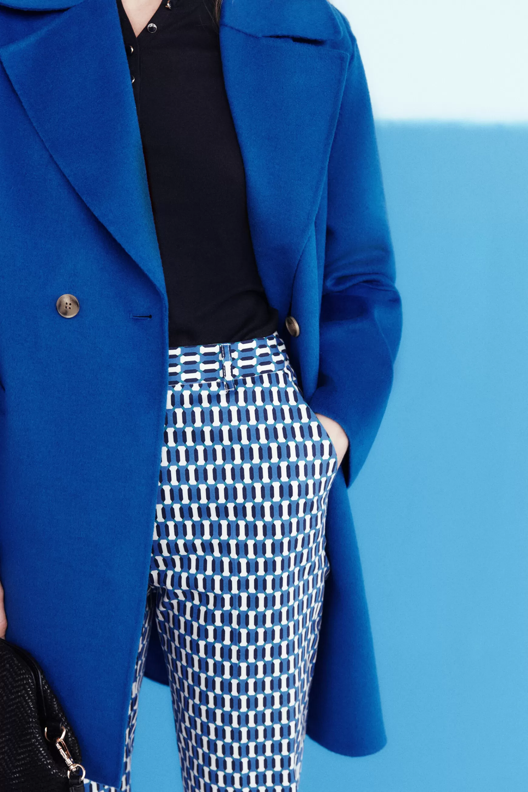 Best Pantalon Gabin A Motifs Graphiques Bleu Marine Femme Pantalons